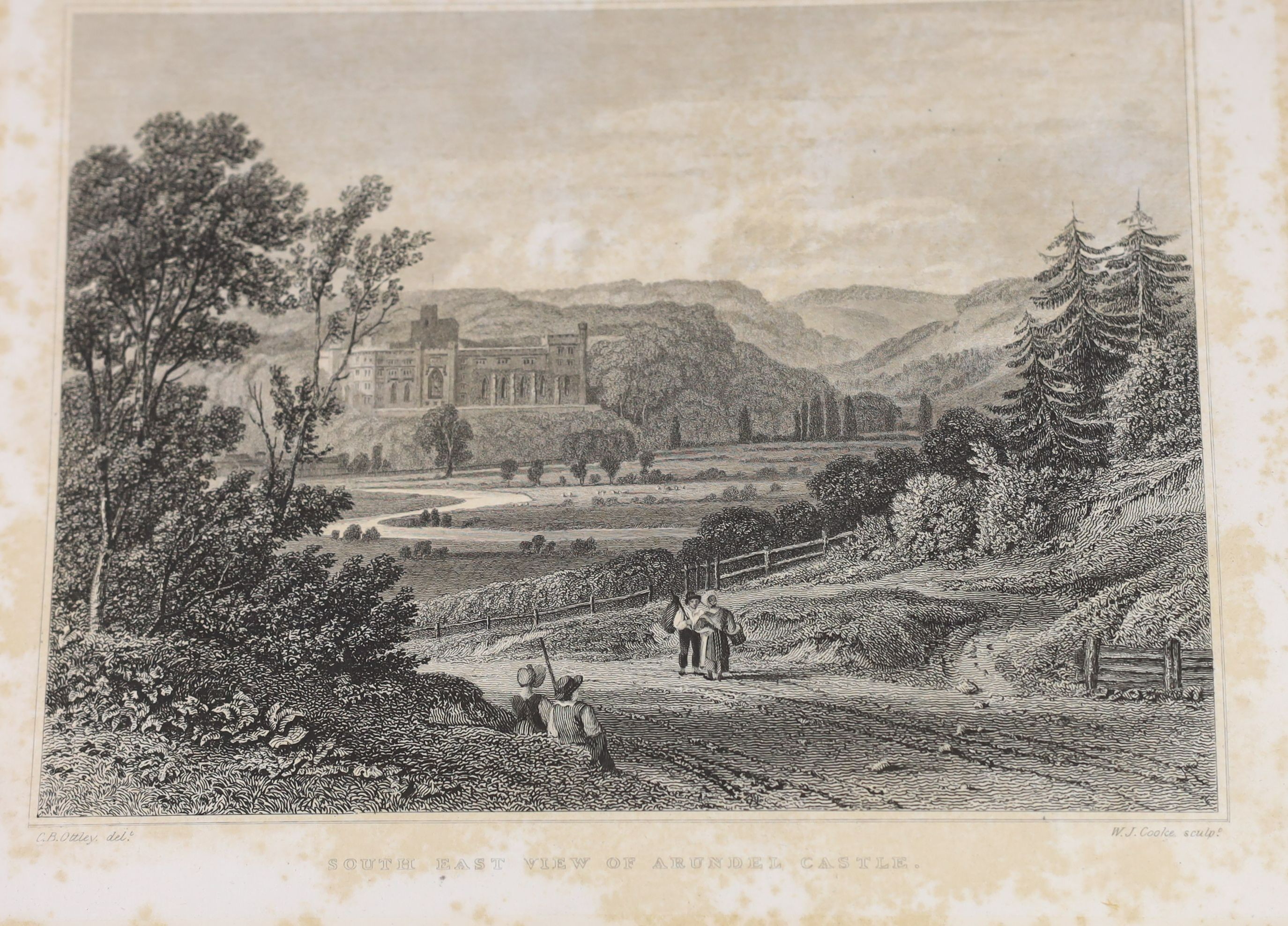 Tierney, M.A. The History and Antiquities of the Castle and Town of Arundel, 2 volumes bound in one, first edition, large paper copy (280 x 207mm.), 8 engraved plates on india paper (some spotting), engraved illustration